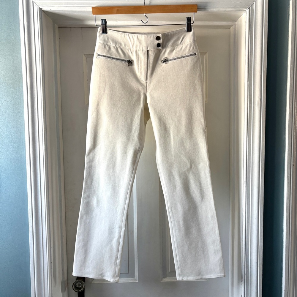 Veronica Beard Metro Crop Stretch Twill Flared Pants White Size 8 - Picture 5 of 16